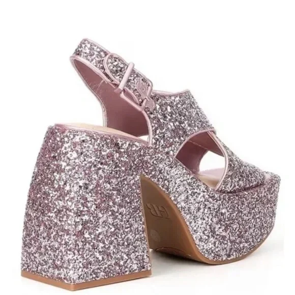 GB Gianni Bini Friday-Nite Glitter Platform Dress Sandals in Pink - Picture 2 of 3